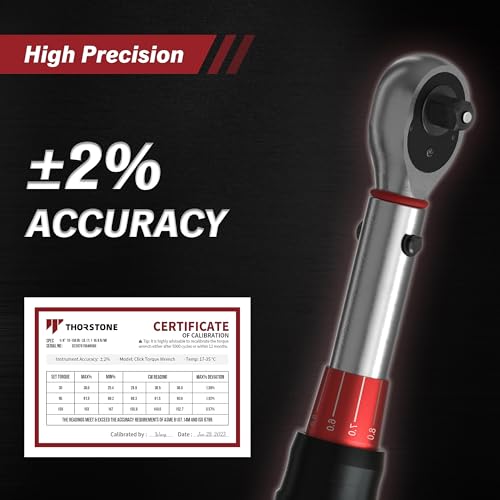 Thorstone 1/4 Torque Wrench, 10-150 in.-lb./ 1.1~16.9Nm Dual-Direction Adjustable Micrometer Click Torque Wrench, 72-Tooth Gear, ±2% Clockwise High Accuracy Reversible Dual Range Scales - size: 1/4 IN 10-150 FT-LB (72 TOOTH)