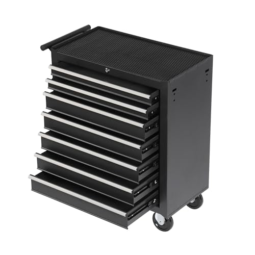 7-Drawer Lockable Rolling Tool Chest, Black | Heavy Duty Steel Tool Chest with Wheels,Drawer Liners,Enhanced Packaging for Garage,Workshop,Mechanic,Shop - color: Black, style: 7 drawer