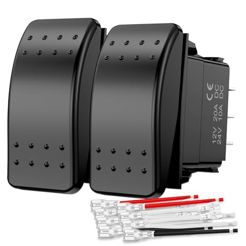 Nilight 2 Pack Momentary Rocker Switches 6 Pin Waterproof (ON)-Off-(ON) DPDT Toggle Switch 20A/12V 10A/24V with Jumper Wires Set for Cars Trucks Boats ATVs UTVs RVs - color: 2PCS 6 Pin Momentary Switches
