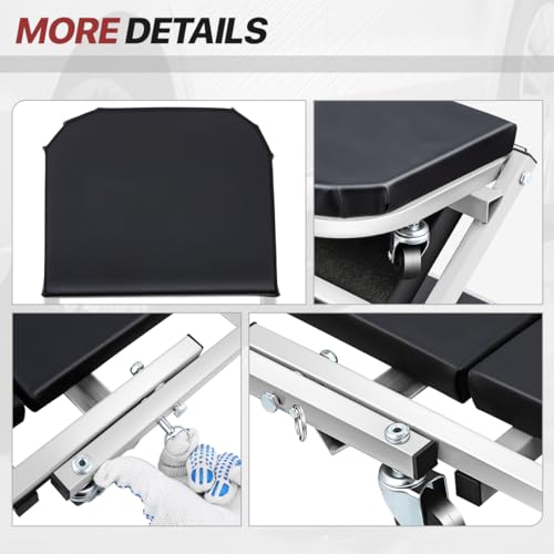 Foldable Rolling 2-in-1 Z Creeper & Seat, 36" Low-Profile Roller Mechanics Under Car Chair 330 LBS Weight Capacity Garage Roller Creeper with 6 Swivel Casters - color: Silver/Black, size: 35.2"L x 16.33"W x 3.54"H