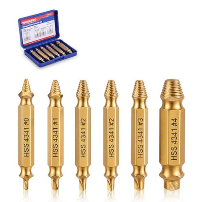 WORKPRO 6PCS Stripped Screw Extractor Set with Portable Case, Titanium Coated