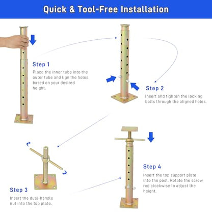 House Floor Jacks for Leveling-Adjustable Jack Post Pole with 19"-36" Telescoping Height, Heavy Duty Steel Screw Jack Post for Lifting, Basement Support Floor Jacks for Leveling Crawlspace Permanent - style: 1PCS