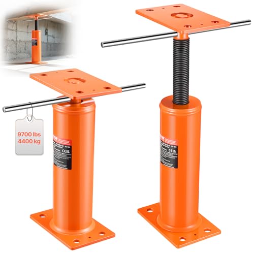 VEVOR House Floor Jacks, 2 Pack, 12"-16" Height Range, 9700 lbs Max Load Capacity Per Unit, Adjustable Support Beam Basement Jack Post Pole for Leveling, Steel Telescoping Jack for Temporary Support - size: 12"-16"-2PCS