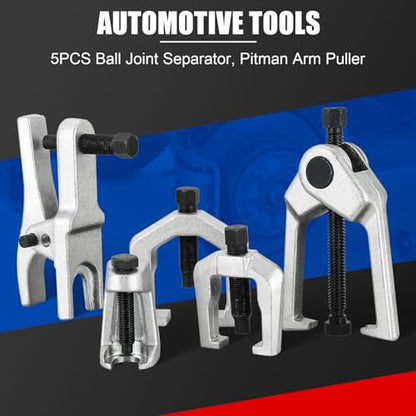 NYXOVA 5pcs Ball Joint Separator Pitman Arm Puller, Tie Rod End Tool Set for Front End Service, Splitter Removal Kit (Blue)