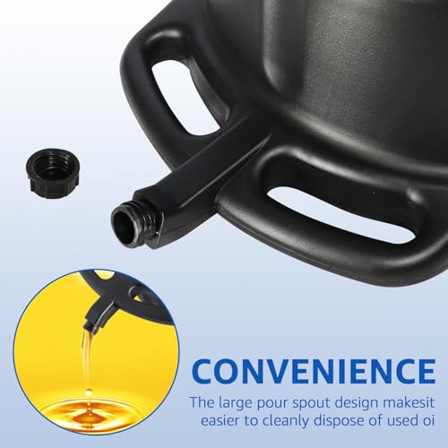 HKTE 16L Oil Drain Pan, 4.2 Gallon Large Capacity Oil Change Pan with Anti-Splash Lip & Wide Pour Spout, Heavy Duty HDPE Oil Catch Container for Cars, Trucks, SUV Maintenance