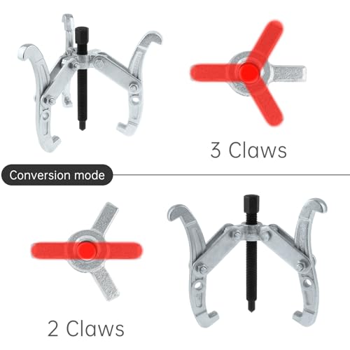 ChgImposs 4 Inch 3-Jaw Gear Puller, 2 Jaw 3 Jaw Puller for Pulley Gears Bearings and Flywheels, Heavy Duty Pulley Puller with Reversible Jaws, High Carbon Steel Removal Tool Bearing Puller Tool - size: 4 Inch
