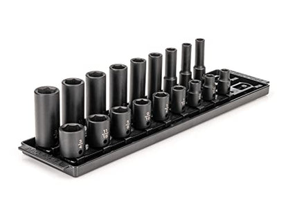 TEKTON 3/8 Inch Impact Socket Set, 18-Piece | SID91208 - size: 18-Piece (5/16-3/4-Inch), style: Shallow and Deep