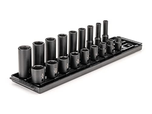 TEKTON 3/8 Inch Impact Socket Set, 18-Piece | SID91208 - size: 18-Piece (5/16-3/4-Inch), style: Shallow and Deep