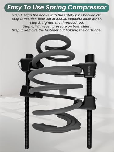 Coil Spring Compressor Tool 2pc Macpherson Strut Spring Compressor Tool for Suspension Work for 1/2" Square Drive, 7/8'' (22mm) Hex Socket