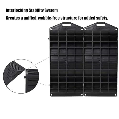 4-Pack Tire Saver Ramps with Anti-Slip Interlocking Pads – Car Wheel Chocks for Tire Flat Spot Prevention, Long-Term Storage Ramp for Cars, RVs, and Trailers – 80,000 lbs Load Capacity