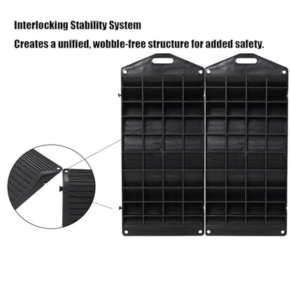 4-Pack Tire Saver Ramps with Anti-Slip Interlocking Pads – Car Wheel Chocks for Tire Flat Spot Prevention, Long-Term Storage Ramp for Cars, RVs, and Trailers – 80,000 lbs Load Capacity