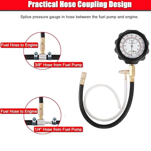 Oil Pressure Tester Kit - 0-140 PSI Injector Compression Gauge, Diagnostic Tester with Carrying Case, Automotive Diagnostic Tool, Truck Engine Manometer for Motorcycle Marine Garage Mechanics