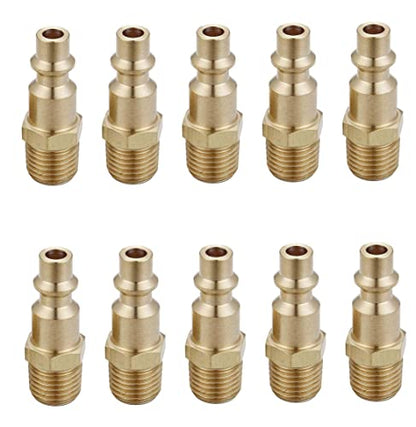 Brass 1/4-Inch NPT Male Industrial Air Hose Quick Connect Adapter, Air Coupler and Plug Kit, Air Compressor Fittings, 10pcs (Male NPT) - size: Male Plug 10 Piece Kit