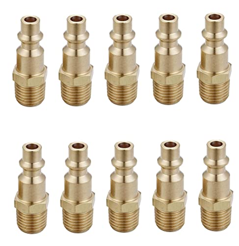 Brass 1/4-Inch NPT Male Air Hose Quick Connect Adapter | Industrial, Air Coupler and Plug Kit, Air Compressor Fittings, 10pcs (Male NPT) - size: Male Plug 10 Piece Kit