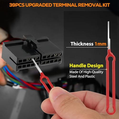Linkstyle 39PCS Terminal Pin Removal Tool Kit, Electrical Connector Pin Extractor Set, Depinning Tool for Wire Terminal, Automotive Wiring Harness, Car, Truck, Motorcycle