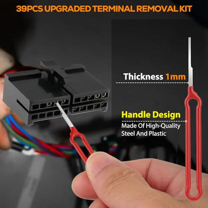 Linkstyle 39PCS Terminal Pin Removal Tool Kit, Electrical Connector Pin Extractor Set, Depinning Tool for Wire Terminal, Automotive Wiring Harness, Car, Truck, Motorcycle