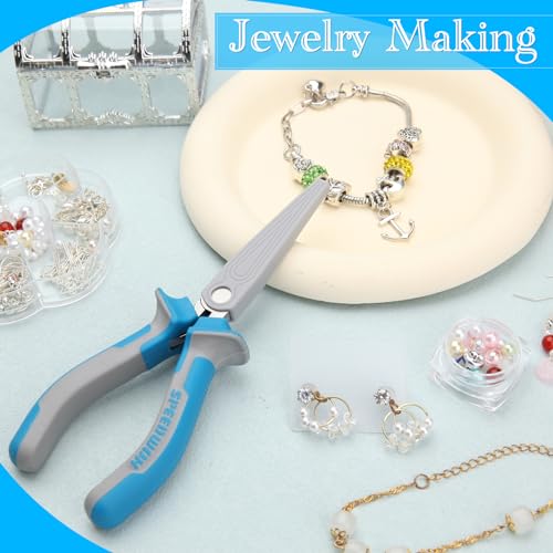 SPEEDWOX Fine Tips Needle Nose Pliers With Serrated Jaw Precision Jaw | Jewelry Making Tools, Long Nose Fishing Pliers, Serrated Jaw, With Protective Cover, For Wire Looping Beading - style: Upgrade Fine Tips Needle Nose