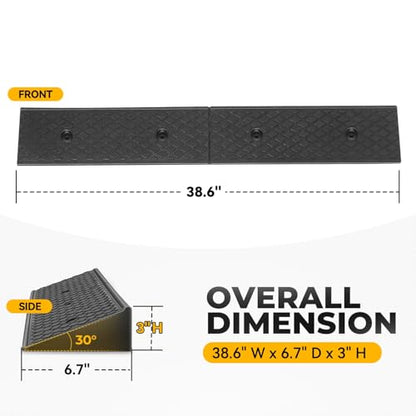 Auto Dynasty Rubber Curb Ramps, 3" Lift Height Curbside Driveway Ramp, 4410 LBS/2T Capacity Sidewalk Curb Ramp for Cars Trucks Bikes Motorcycles Wheelchairs, 2 Pack - size: 3" Rise