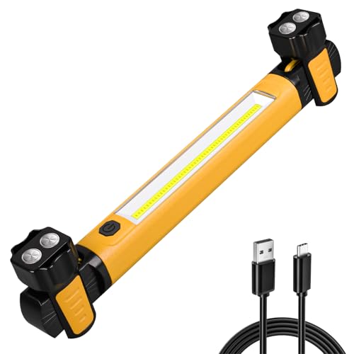 Work Light, 2500LM Bright LED Work Lights, 5200mAh Rechargeable Magnetic Underhood Work Light Bar with Hooks, Cordless Portable Work Lights for Mechanics for Car Repairing/Garage/Workshop/Emergency - color: Orange