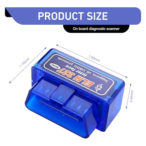 OBD2 Scanner, ELM327 V2.1 Bluetooth Diagnostic Tool, Universal Car Code Reader for Android iOS, Real-time Vehicle Data Monitor (Blue)