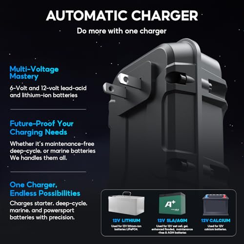 2A 6V/12V Smart Battery Charger Plug in – Auto Maintainer & Desulfator for AGM/Lithium – Trickle Charging for Cars, Boats, RVs - size: 1 Bank(2A)