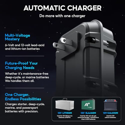 2A 6V/12V Smart Battery Charger Plug in – Auto Maintainer & Desulfator for AGM/Lithium – Trickle Charging for Cars, Boats, RVs - size: 1 Bank(2A)
