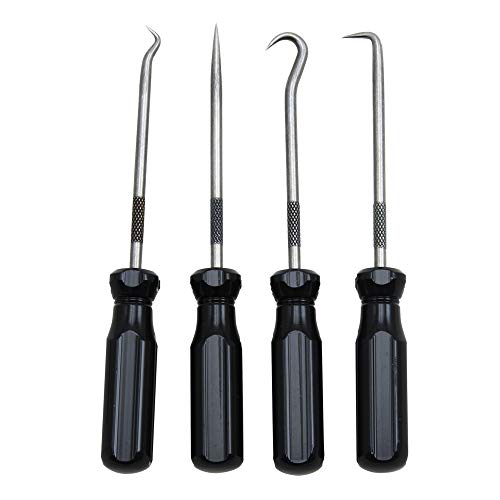 Ullman PSP-4 Steel Pick and Hook Set, 5-1/16" Length, 4pcs - style: High Carbon Polished Steel Hook and Pick Set with Screwdriver Handle
