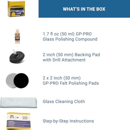 Glass Polish 21003 DIY Windshield Polishing Kit for Electric Drills - Restore Clarity to Windshields and Auto Glass Surfaces