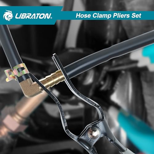 LIBRATON 2PCS Hose Clamp Pliers Set, Hose Clamp Tool, Hose Removal Pliers | for Fuel Oil Water Pipe, Swivel Hose Clamp Tool for Removal and Installation with Storage Pouch - size: hose clamp pliers+hose remover pliers