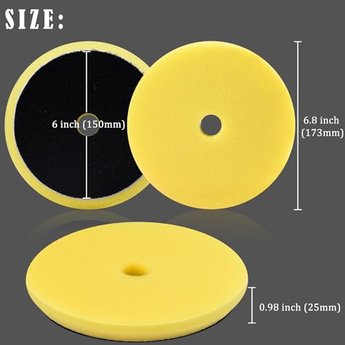 SIQUK 4 Pieces Buffing Polishing Pads 6 Inch Orbital Buffer Pads Hook and Loop Buffing Pads Polisher Pads Car Buffing Foam Pad for Compounding, Polishing and Waxing - size: 6 Inch