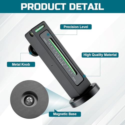 Amiss Universal Magnetic Gauge Tool, Adjustable Camber Caster Gauge, Strong Magnetic Base Aluminum Alloy Wheel Alignment Tool for Automotive Vehicle Truck RV Tire Repair, Car Accessories (Black) - color: Black-1pc