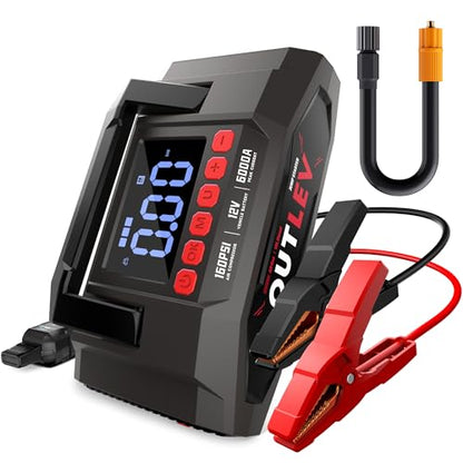 Jump Starter for Car Battery, 6000A Portable Jump Starter with Air Compressor 160PSI, Car Jumper Starter Portable for Trucks RV Boat, Emergency Road Trip Kit