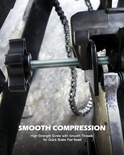 OMT Auto Brake Caliper Compressor, Universal Inner Pad Spreader Tool, Black | Solid Steel Build; 0.4" Threaded Rod for Fast Piston Reset; Ergonomic Knob; Fits Cars and Light Trucks; Anti Rust Finish