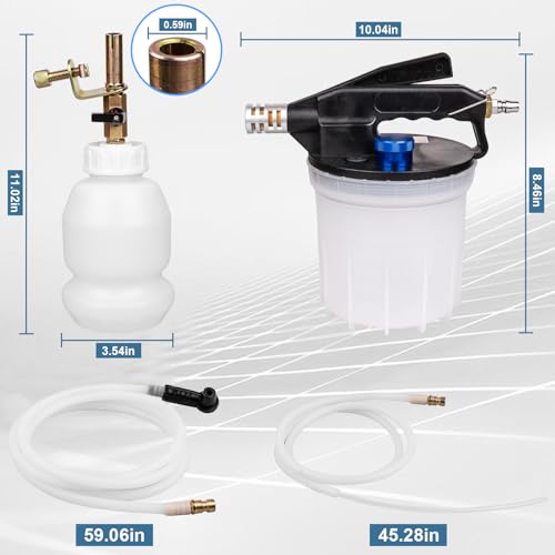 3L Vacuum Brake Bleeder Kit, One Person Pneumatic Brake Fluid Bleeder, Flush Kit with 2L Pneumatic Fluid Extractor and 1L Refilling Bottle, with Pressure Clutch Bleeder Kit 16 Adapters