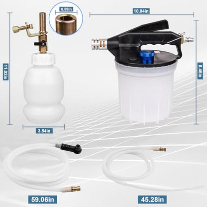 3L Vacuum Brake Bleeder Kit, One Person Pneumatic Brake Fluid Bleeder, Flush Kit with 2L Pneumatic Fluid Extractor and 1L Refilling Bottle, with Pressure Clutch Bleeder Kit 16 Adapters