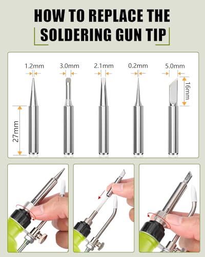 Taingwei Cordless Soldering Iron Kit for Ryobi 18v Battery,75W LED Digital Solder Iron Soldering Gun with 5pcs Tips,50g 0.04” Solder Wire for any Hobby Enthusiast (Battery not included) - style: For Ryobi Battery