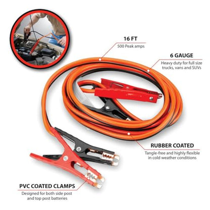 Performance Tool W1672 6-Gauge 400 AMP All Weather Jumper Cables 16' - style: 6GA x 16' (500 AMP)