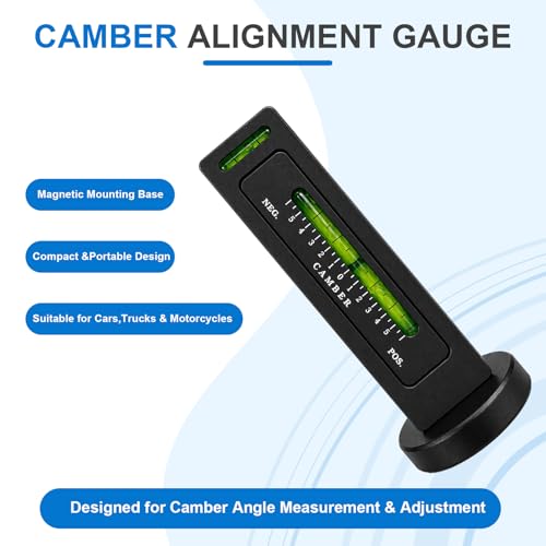 Adjustable Magnetic Gauge Tool, Auto Camber Alignment Tool with Magnetic Base, Universal Caster Camber Gauge Tire Repair Tools for Cars Trucks SUVs RVs, Car Accessories (Black) - color: Black