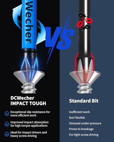 12-Pack 2 Phillips Bits #2 Impact Magnetic, Professional Long Phillips Head Drill & Screwdriver Bit (1-6-Inch), S2 Alloy Steel, CNC Anti-Slip, 1/4" Hex Shank, Ph2 for Impact Driver, by DCWecher - size: 1inch- 6 inch 12-pcs PH2