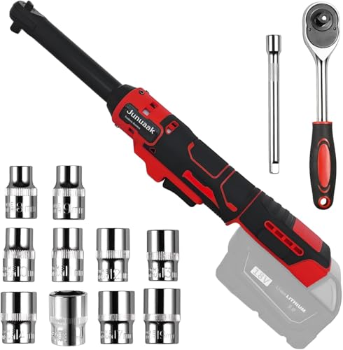 3/8" Extended Cordless Ratchet Wrench for Milw-aukee 20V MAX Batteries(No Battery) 6" Extension Bar Power Electric Ratchet Driver with Variable Speed 60Ft-lbs Cordless Ratchet - color: Red