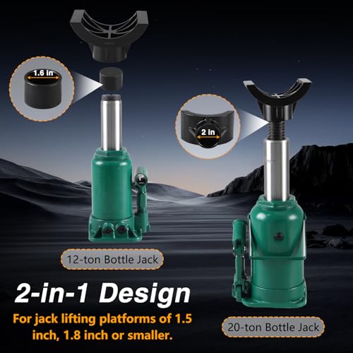 EVRBUL 2-in-1 Bottle Jack Adapter Lifting Saddle High Strength Hydraulic Jack Adapter Hydraulic Lifting Saddle Compatible with 12-ton 20-ton Bottle Floor Jack for 3 Inch 4 Inch Axle Tube