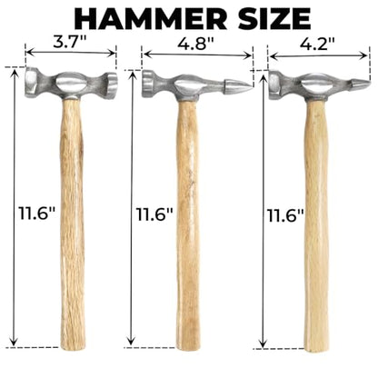 Hiceeden 7 Pcs Heavy Duty Auto Body Repair Kit with Wooden Handles, Auto Body Repair Tools with Hammer Heads and Dolly, Dent Removal Tools Set with Portable Storage Case for Auto Car