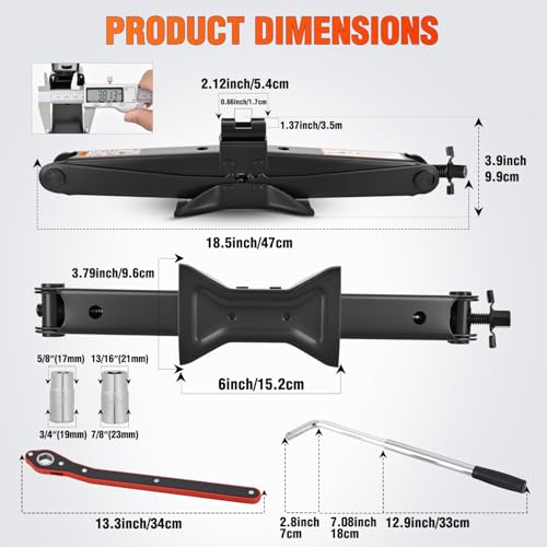 Nilight Scissor Jack Kit for Car 2 Ton(4409 lbs), Heavy Duty Portable Steel Scissor Lift Jack Car Tire Changing Kit with Ratchet & Lug Wrench for Sedan SUV MPV, 3.9''-15.7'' Lifting Range, Black - size: 2T with Ratchet & Lug Wrench Set, Black