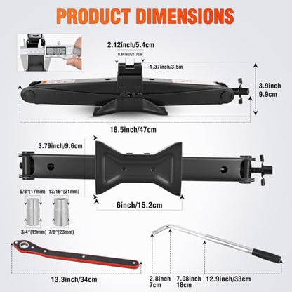 Nilight Scissor Jack Kit for Car 2 Ton(4409 lbs), Heavy Duty Portable Steel Scissor Lift Jack Car Tire Changing Kit with Ratchet & Lug Wrench for Sedan SUV MPV, 3.9''-15.7'' Lifting Range, Black - size: 2T with Ratchet & Lug Wrench Set, Black