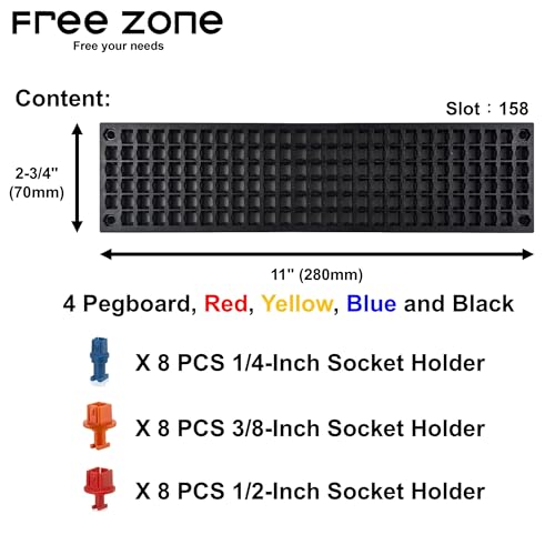 Free Zone 4 PCS Bit Organizer Set, 158-Hole 1/4" Hex Bit Toolbox Storage | Drive bit adapter & 1/2", 3/8", 1/4" socket holder compatible; anti-drop design; tools not included - color: 4 Color