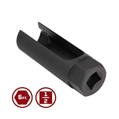 Powerbuilt 1/2-Inch Drive x 7/8-Inch (22mm) Oxygen Sensor Socket, 6 Point O2 Sensor Remover Tool with Side Wire Gate, Chrome-Vanadium Steel made - 648442 - style: Oxygen Sensor Socket