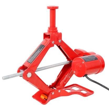 Electric Car Jack Kit 3 Ton, 12V Hydraulic Scissor Jack with Impact Wrench, Tire Inflator Pump, LED Light, Automatic Lifting System for Sedan Truck Tire Change Emergency Roadside Repair Red