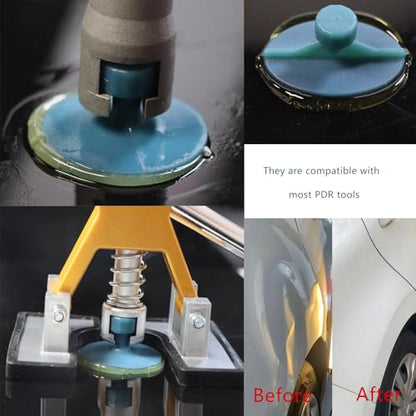 Dent Puller Tabs, 8Pcs Car Body Dent Removal Pulling Tabs,Paintless Dent Repair Tool, Ice Suction Cup Glue Tabs for Automobile Dent Repair Hail Damage Removal Tools (Light Blue)