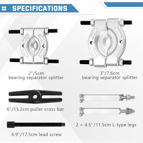 ATPEAM 14pcs Bearing Separator Puller Set 2" and 3" Heavy Duty 5 Ton Bearing Puller