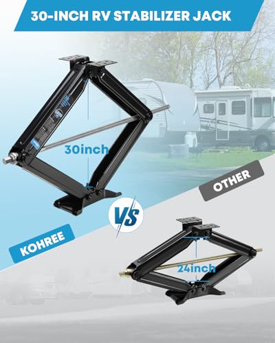 Kohree 6500lbs Heavy Duty RV Stabilizer Jacks 30 Inch, Leveling Scissor Jack for Large Travel Trailer Camper, with Crank Handle and Drill Socket, 2 Pack - size: 2P-6500-30inch